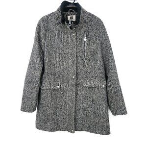 NWOT Laundry By Design Black and White Tweed Overcoat XL